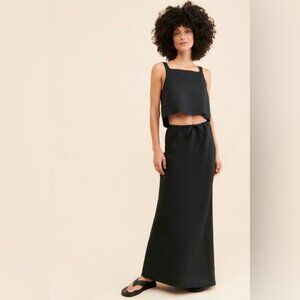 Wayf Elegant Black Maxi Skirt & Top Set